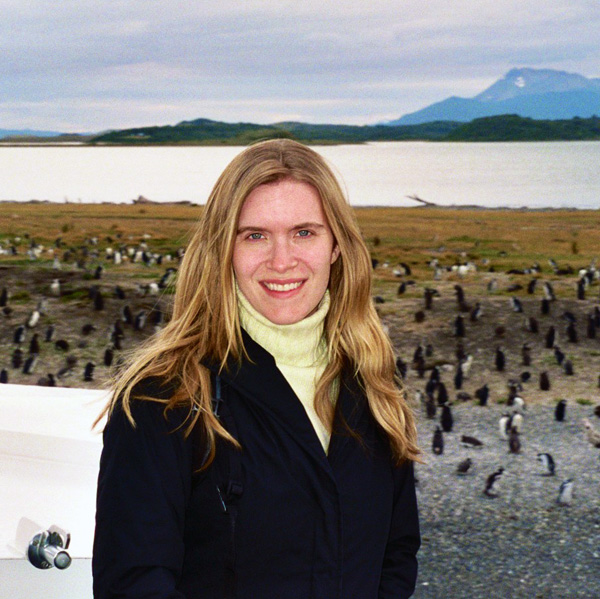 kim with penguins