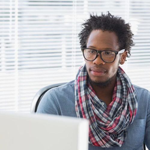 man on computer